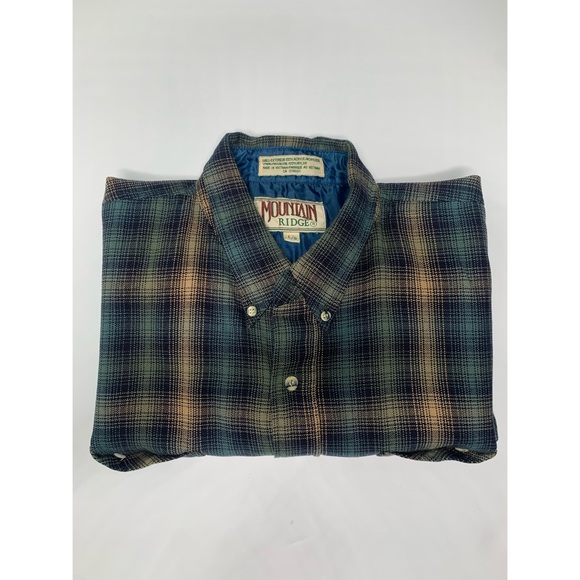 Mountain Ridge Forest Colours Plaid Button Down - LARGE - Picture 4 of 5